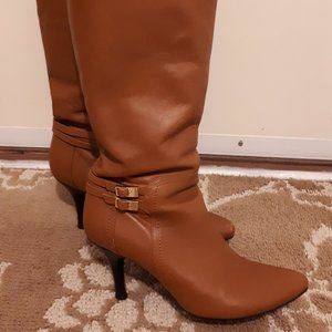 Long Brown Leather Boots, Size 36